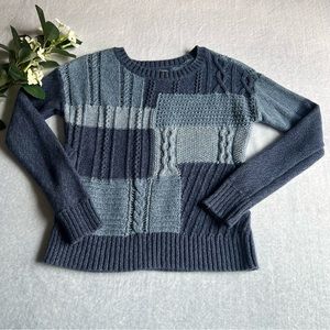 American Eagle Sz S Sweater Multi Knit Navy Blue Long Sleeved